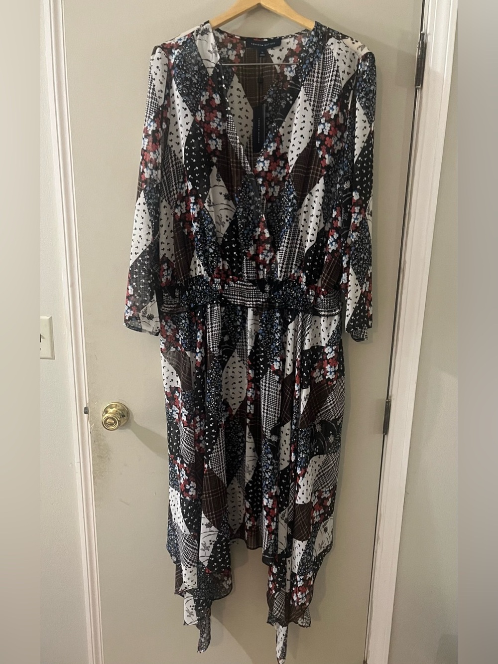 Tommy Hilfiger NWT Dress 3X Floral Patchwork V-Neck Bon Sorbonne